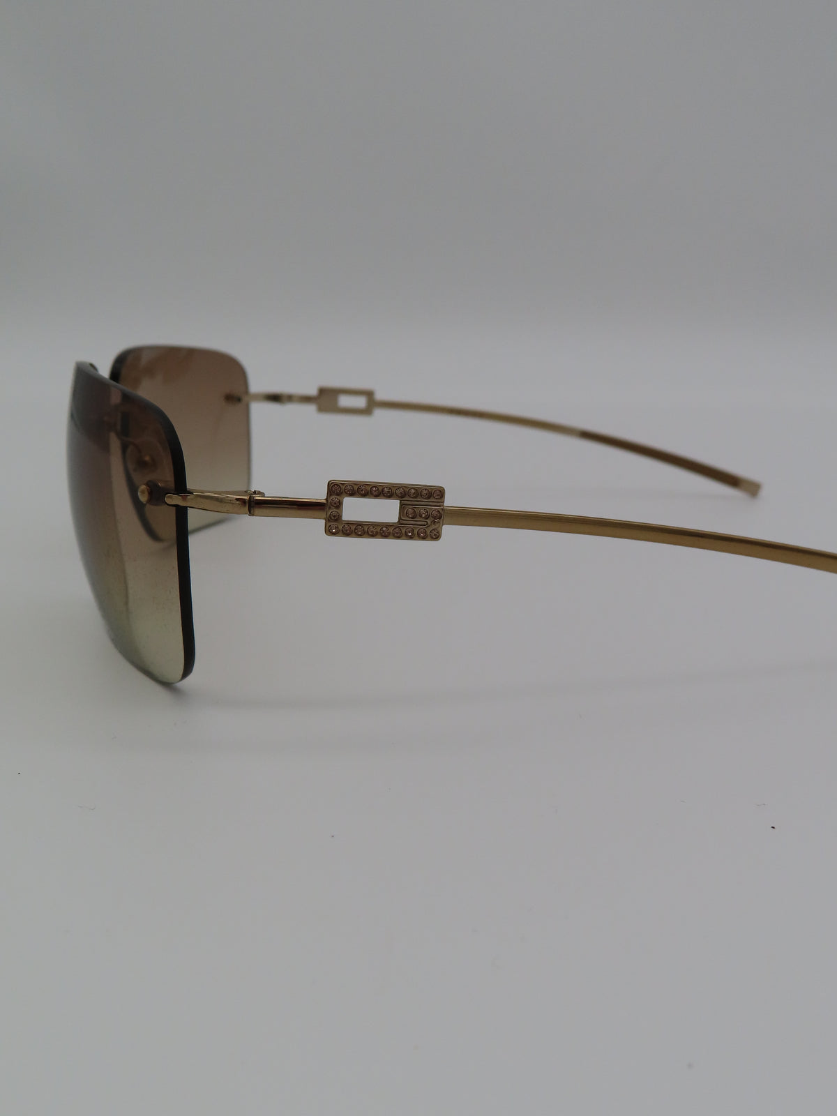 Gucci Rimless Strass Sunglasses Gold