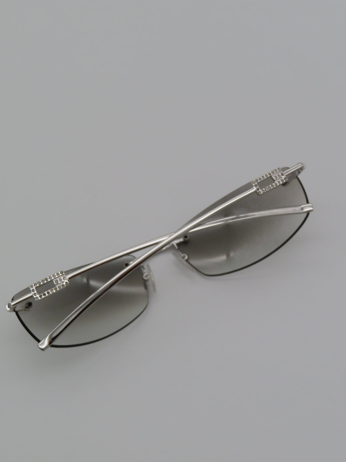 Gucci Rimless Strass Sunglasses Silver