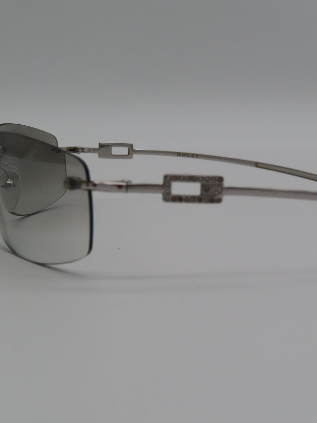 Gucci Rimless Strass Sunglasses Silver