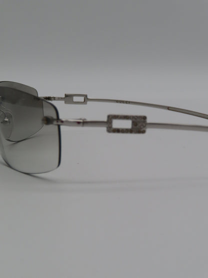 Gucci Rimless Strass Sunglasses Silver