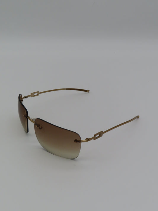 Gucci Rimless Strass Sunglasses Gold
