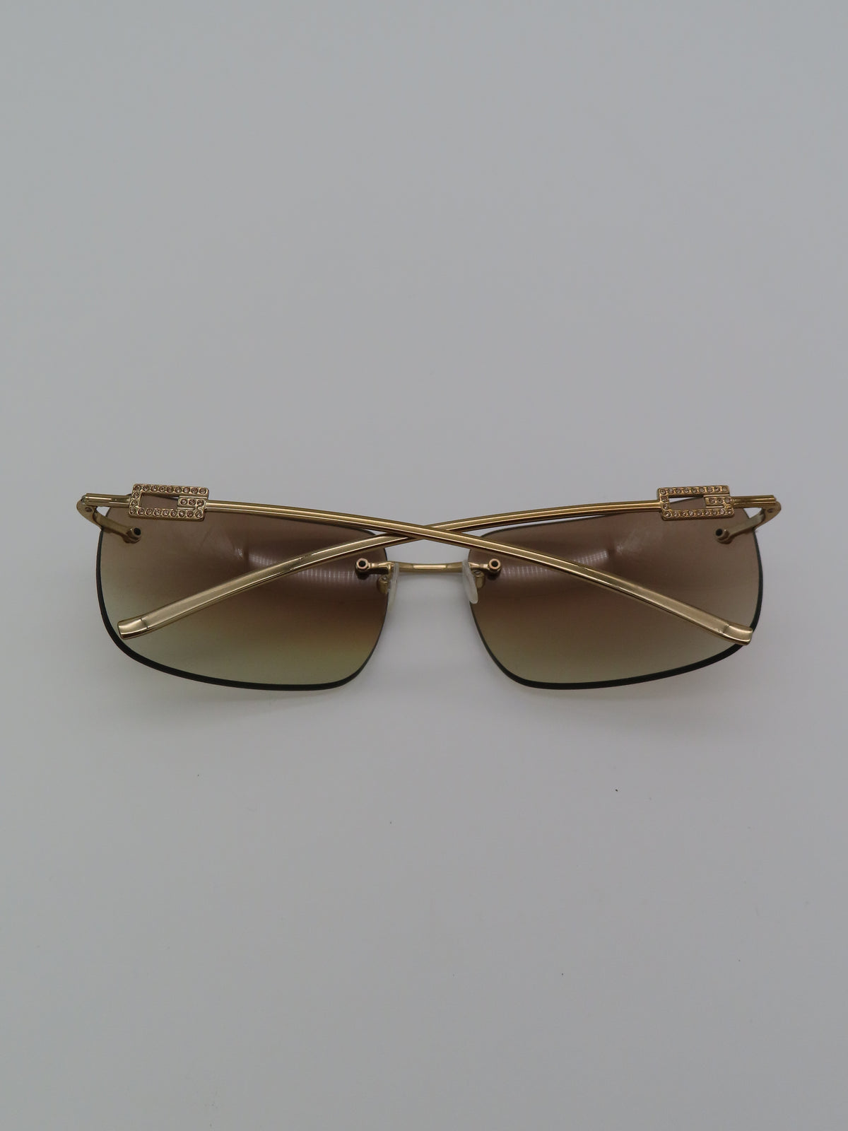 Gucci Rimless Strass Sunglasses Gold